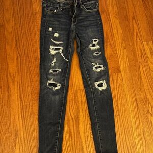 American Eagle Outfitters Ripped Dark Blue Skinny Jeans
